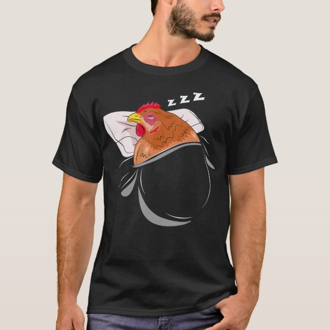 Chicken Sleeping Pajamas Nap PJs Outfit Farmer Gif T-Shirt (Vorderseite)