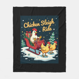 Chicken Sleigh Ride Fleecedecke