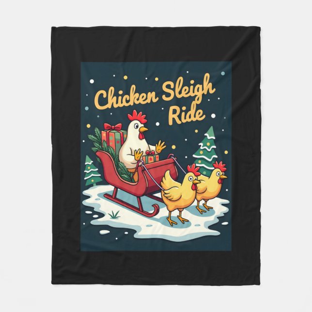 Chicken Sleigh Ride Fleecedecke (Vorderseite)