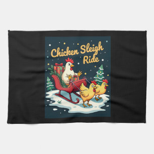 Chicken Sleigh Ride Geschirrtuch