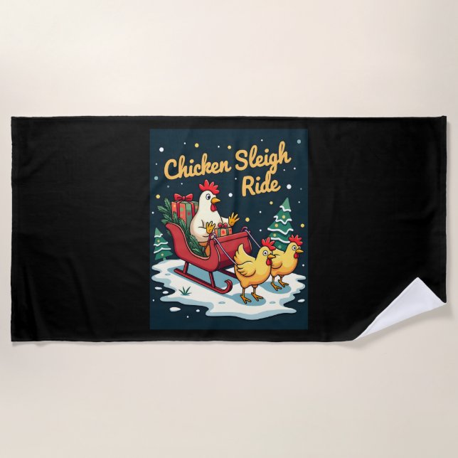 Chicken Sleigh Ride Strandtuch (Vorderseite)