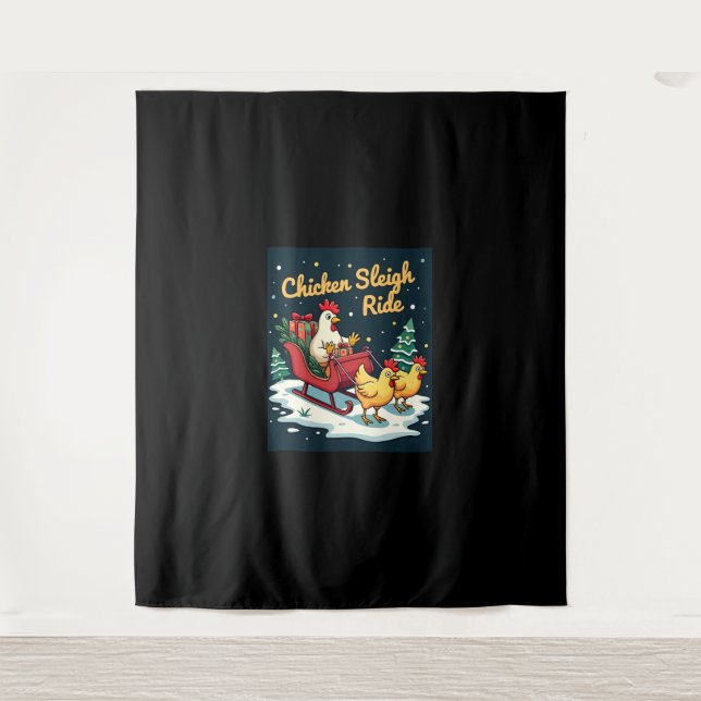 Chicken Sleigh Ride Wandteppich (Vorderseite)