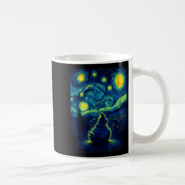 Chicken Starry Funny Night Van Gogh Farm Lover Gir Kaffeetasse (Rechts)