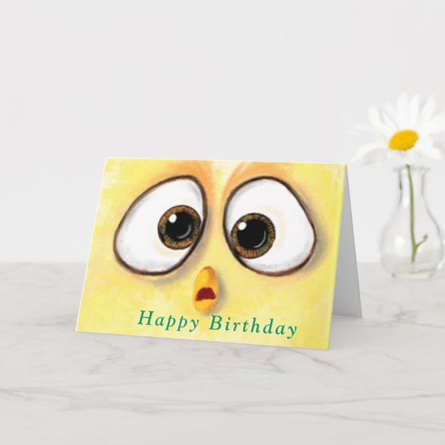 Chicken Überraschte Big Eyes Funny Birthday Card Karte (Kleine Pflanze)