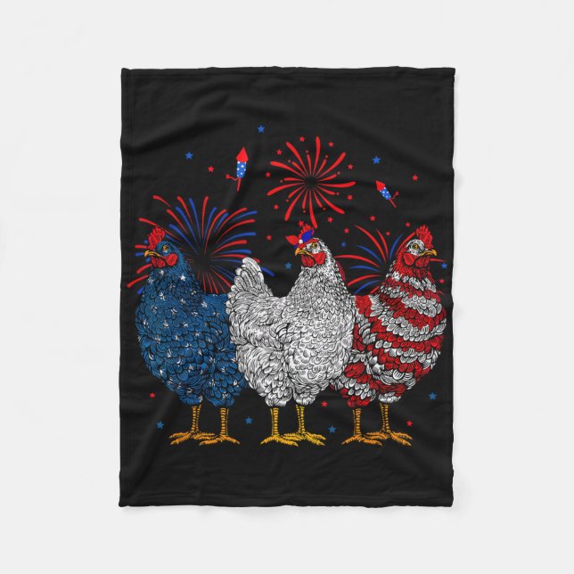 Chicken Usa Flag Patriotisches Hühnchen Lover 4. J Fleecedecke (Vorderseite)