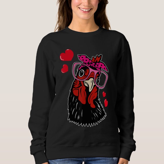 Chicken  Valentines Day Farm Animal Sweatshirt (Vorderseite)