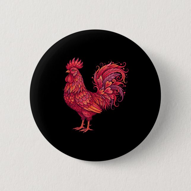 Chicken Valentines Day Heart For Farmers Cute Chic Button (Vorderseite)