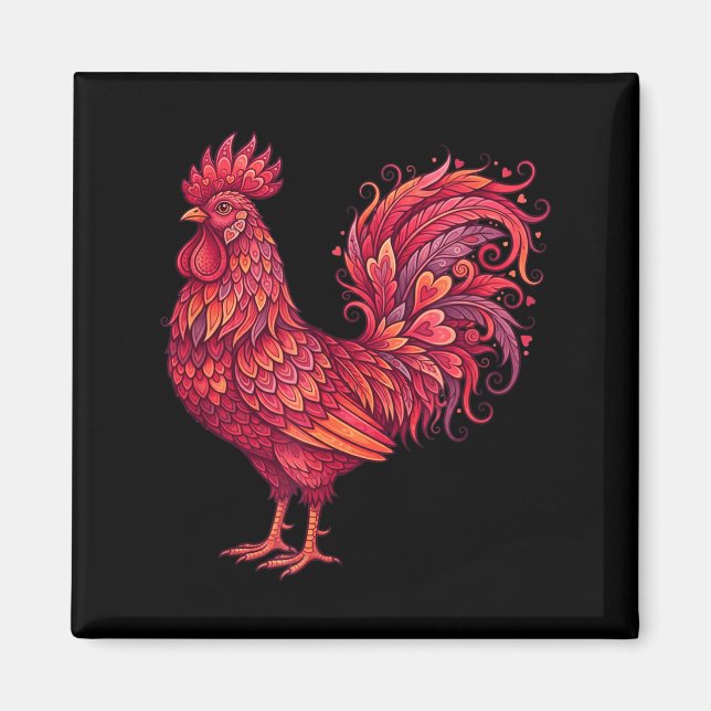 Chicken Valentines Day Heart For Farmers Cute Chic Magnet (Vorne)
