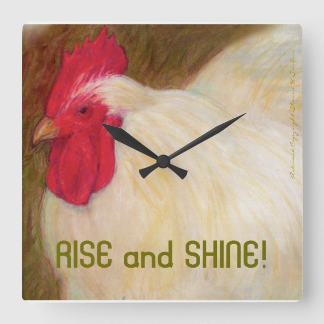 Chicken Wall Clock Quadratische Wanduhr (Vorderseite)
