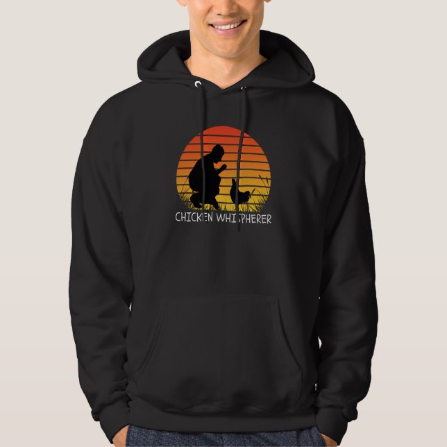 Chicken Whisperer with Retro Sunset Backyard Chick Hoodie (Vorderseite)
