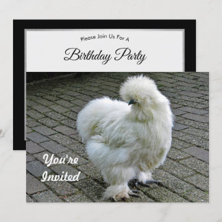 Chicken White Silkie Foto Geburtstag Einladung