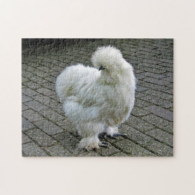 Chicken White Silkie Foto Puzzle (Horizontal)
