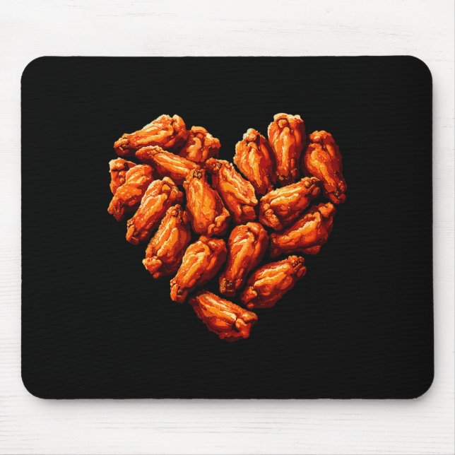 Chicken Wings Are My Valentine Heart Funny Valenti Mousepad (Vorne)