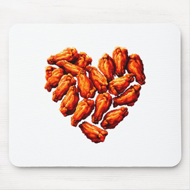 Chicken Wings Are My Valentine Heart Funny Valenti Mousepad (Vorne)