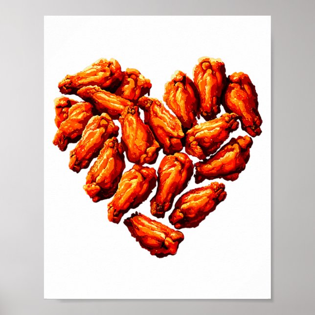 Chicken Wings Are My Valentine Heart Funny Valenti Poster (Vorne)