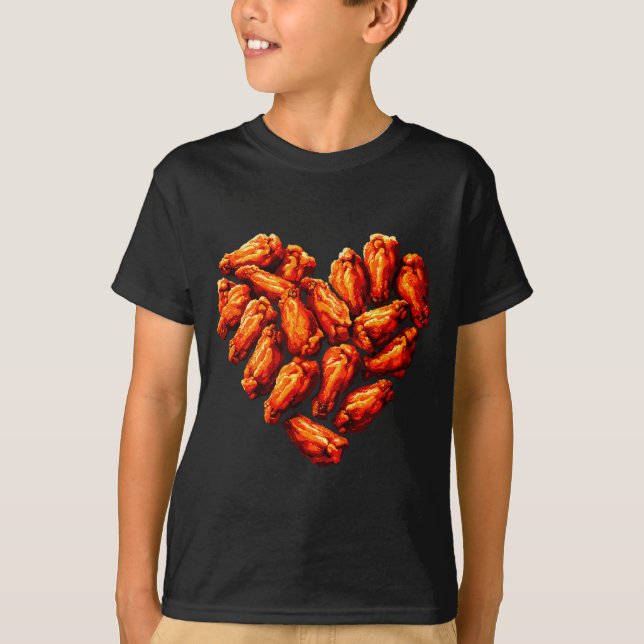 Chicken Wings Are My Valentine Heart Funny Valenti T-Shirt (Vorderseite)