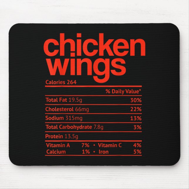 Chicken Wings Nutrition Fact Funny Thanksgiving Ch Mousepad (Vorne)