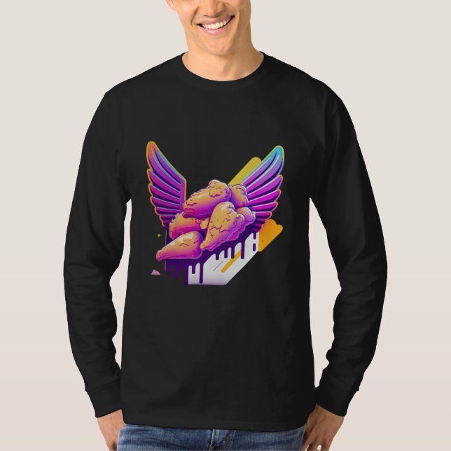 Chicken Wings Synthwave 80s Retrowave Aesthetic T-Shirt (Vorderseite)