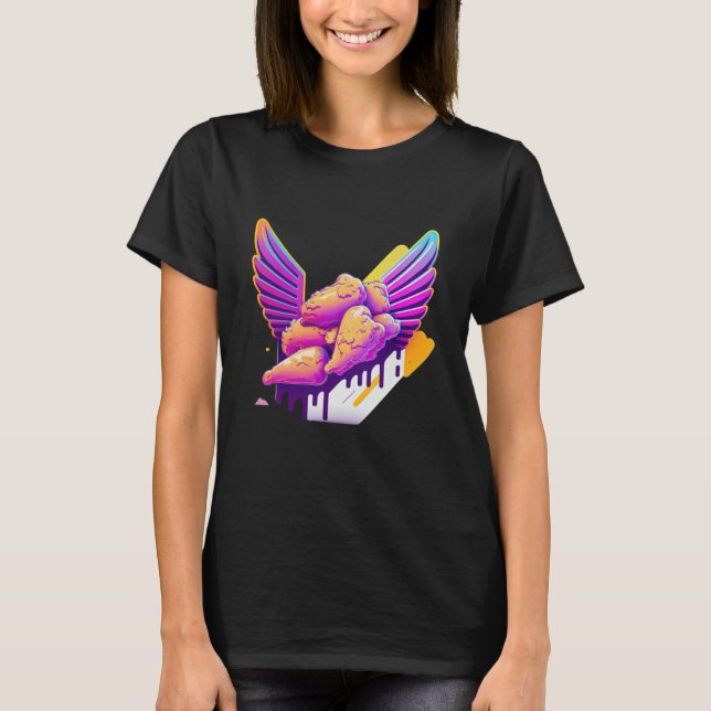 Chicken Wings Synthwave 80s Retrowave Aesthetic T-Shirt (Vorderseite)