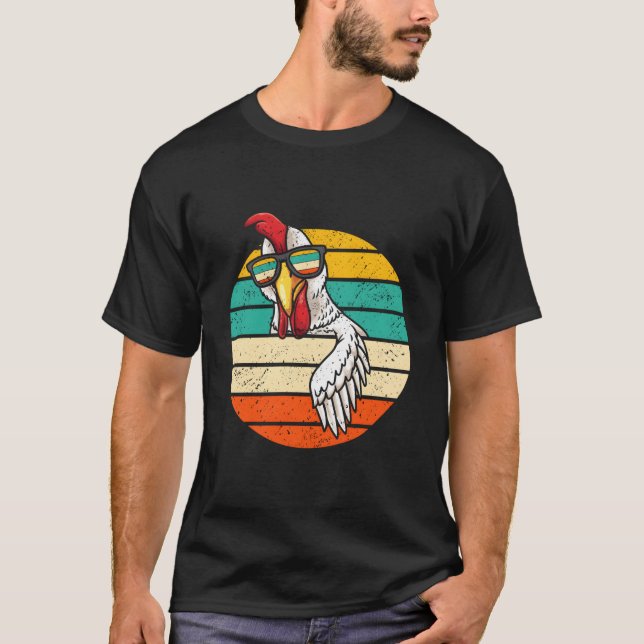 Chicken With Sunglasses Farmer Poultry T-Shirt (Vorderseite)