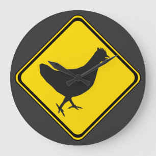 Chicken Xing! Große Wanduhr