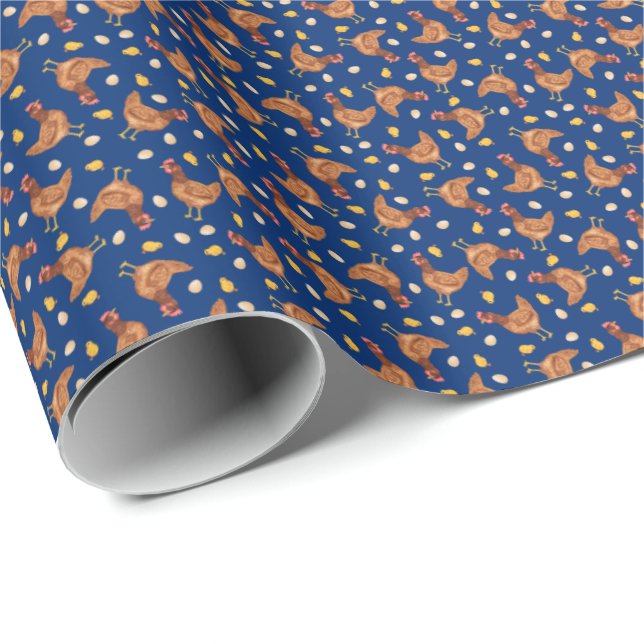 Chickens, Chicks, and Eggs Wrapping Paper Geschenkpapier (Rolleneckpunkt)