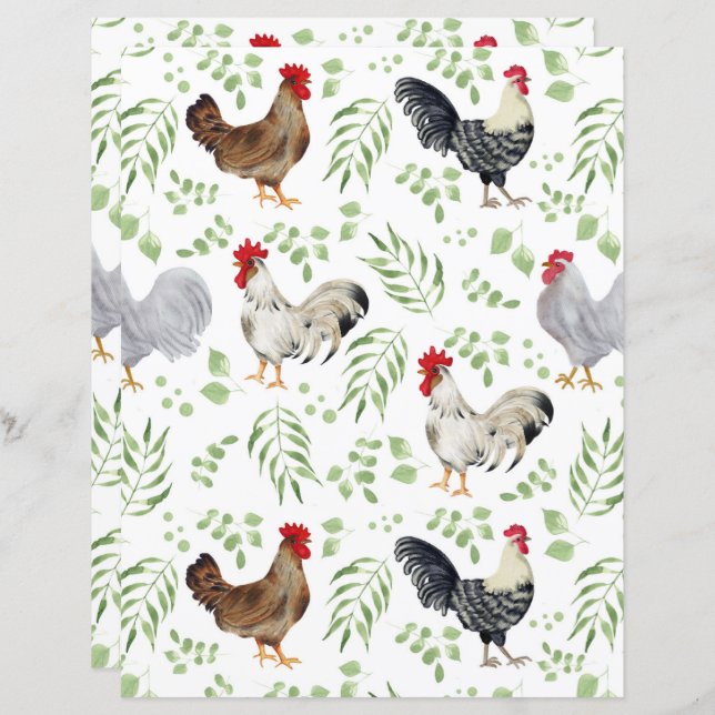 Chickens Scrapbook Paper (Vorne/Hinten)