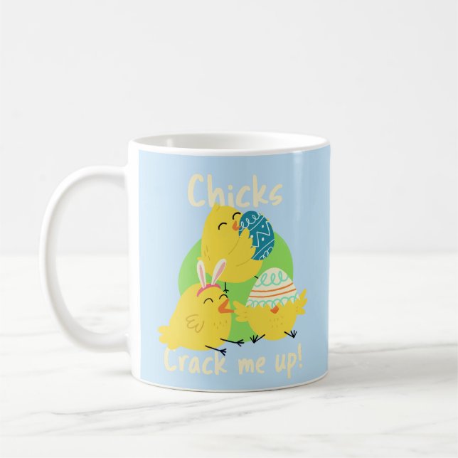 Chicks Crack Me Up! Ostern Klassiker Tasse (Links)