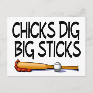 Chicks Dig Big Sticks Baseball Postkarte