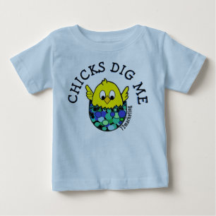 Chicks Dig Me Easter Spring Romper Egg Blue Jungs Baby T-shirt