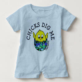 Chicks Dig Me Easter Spring Romper Egg Blue Jungs Baby T-shirt