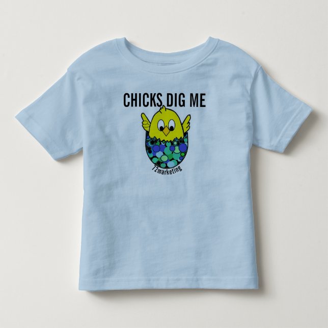 Chicks Dig Me Easter Spring Shirt Ei Blue Buben (Vorderseite)