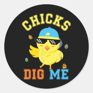 Chicks Dig Me Happy Ostereier Jagd Kinder Jungen S Runder Aufkleber