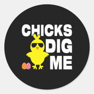 Chicks Dig Me Men Boys Funny Ostereier Jagen Runder Aufkleber