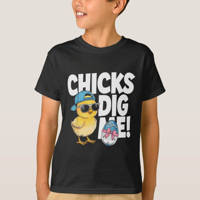Chicks Dig Me Oster Kleinkind Jungen Männer glückl T-Shirt (Vorderseite)