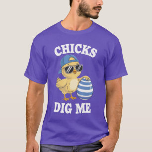 Chicks Dig Me Playful Retro Grafik T-Shirt für Spa