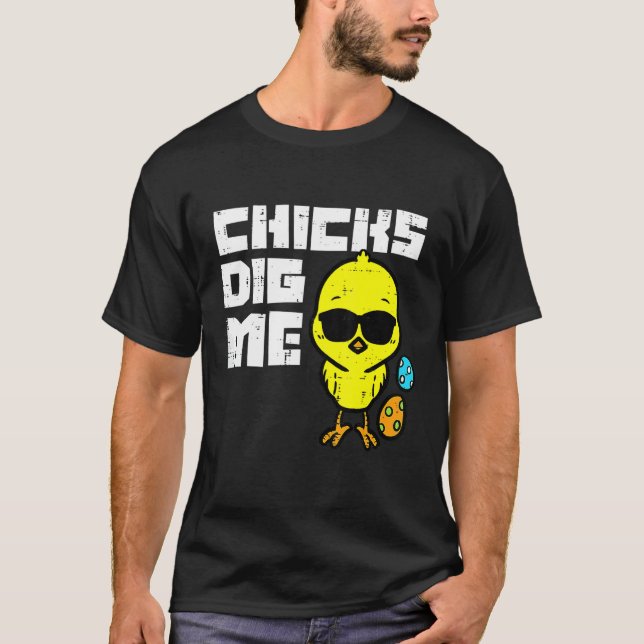Chicks Dig Me Sonnenbrille Coole Kleinkinder Oster T-Shirt (Vorderseite)