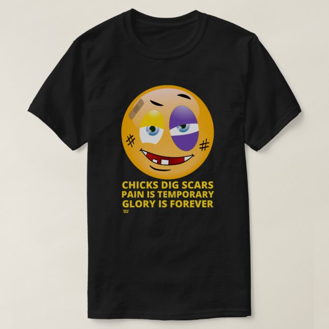 "CHICKS DIG SCARS" lustige Emoji T-Shirt (Design vorne)