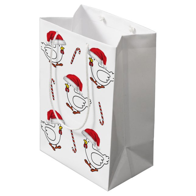 Chicks Frohe Weihnachtsgeschenktaschen Mittlere Geschenktüte (Rückseite Schrägansicht)