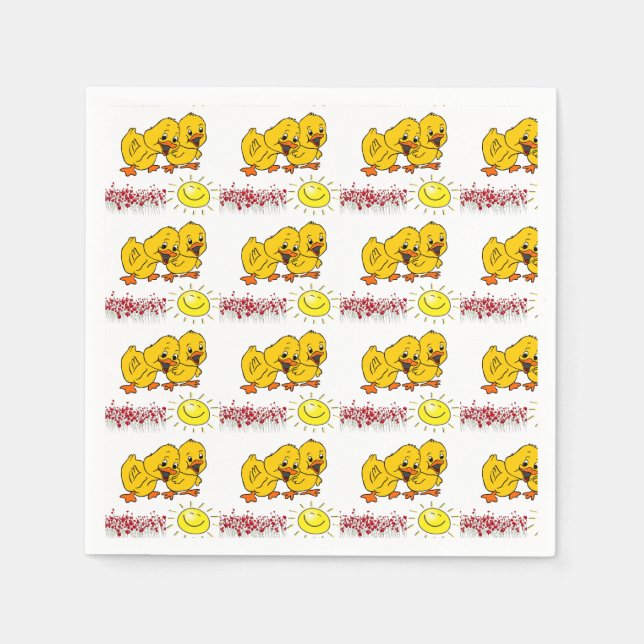 Chicks Gelbe Rosen Blumenschlange Napkin Serviette (Vorderseite)