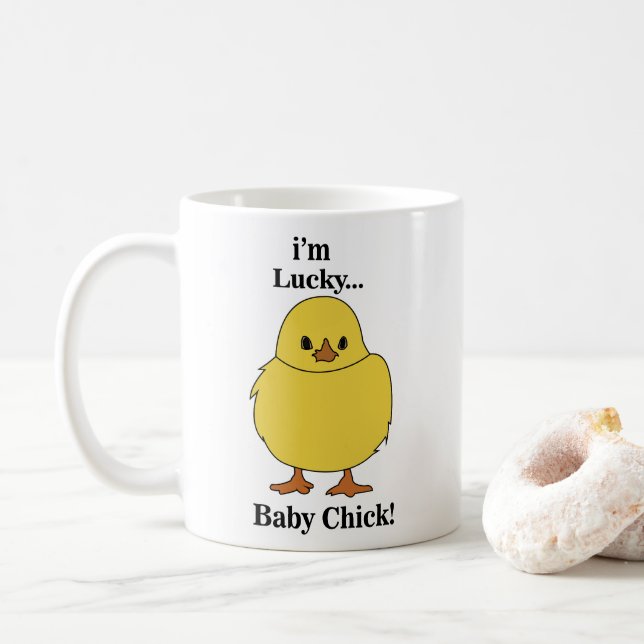 Chicks Ich bin ein glücklicher Baby Chick Kaffeetasse (Mit Donut)