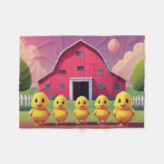 Chicks in Barnyard Happy Spring Fleecedecke