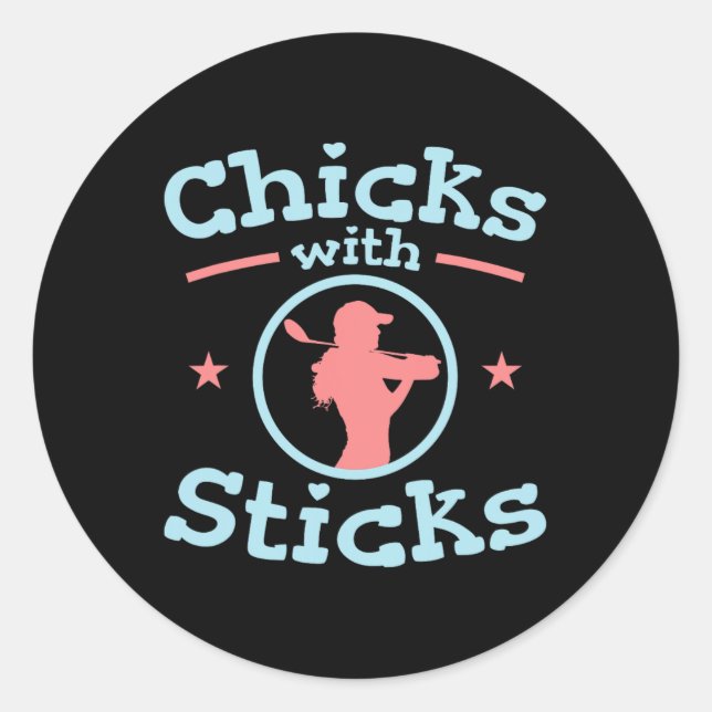 Chicks mit Sticks Golf Club Runder Aufkleber (Vorderseite)