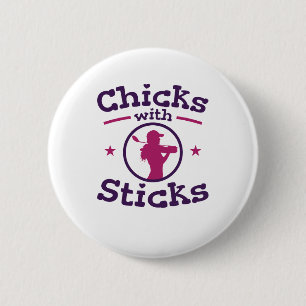 Chicks mit Sticks Golf Golf Golfer Button