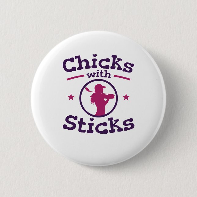 Chicks mit Sticks Golf Golf Golfer Frauen Button (Vorderseite)