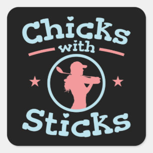 Chicks mit Sticks Golf Women Quadratischer Aufkleber