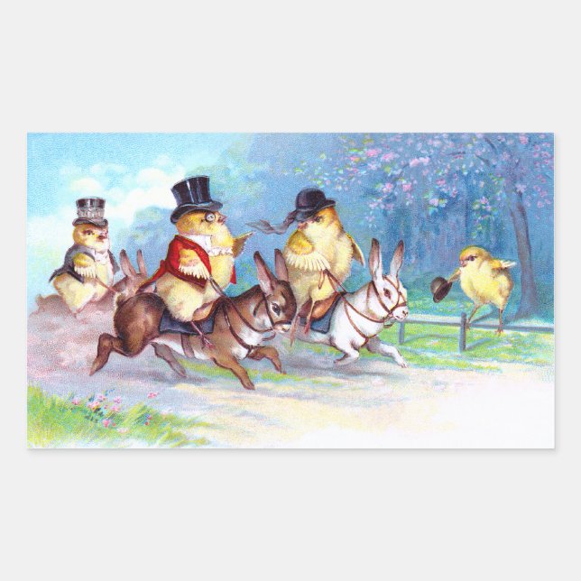 Chicks Osterfahrt Rechteckiger Aufkleber (Vorderseite)