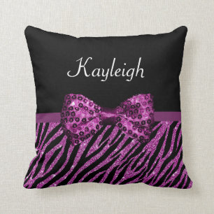 Chiclila Zebra-Druck IMITAT Glitz-Bogen mit Namen Kissen