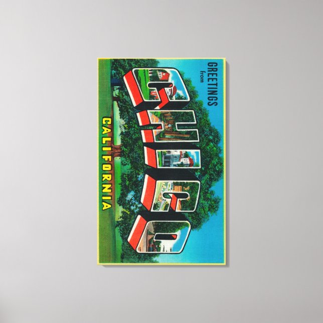 Chico, Kalifornien - Große Buchstabenszenen Leinwanddruck (Vorderseite)