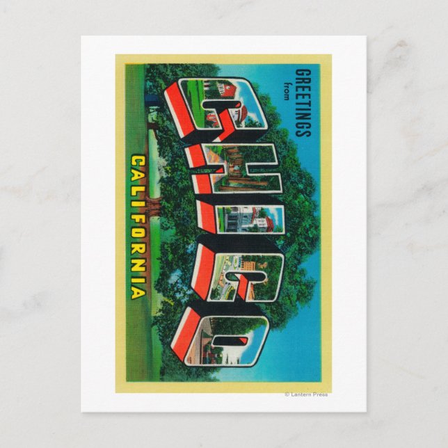 Chico, Kalifornien - Große Buchstabenszenen Postkarte (Vorderseite)